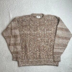 Vintage London fog men's cable knit 3D sweater boxy cropped‎ L USA made